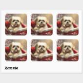 Malti Tzu Hond Kerstfeest Vierkante Sticker (Vel)