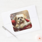 Malti Tzu Hond Kerstfeest Vierkante Sticker (Envelop)