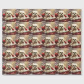 Malti Tzu hond Kerstmis Feestelijk Cadeaupapier (Vlak)