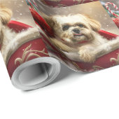 Malti Tzu hond Kerstmis Feestelijk Cadeaupapier (Rol Hoek)