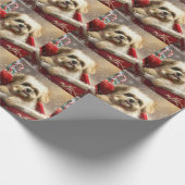 Malti Tzu hond Kerstmis Feestelijk Cadeaupapier (Hoek)