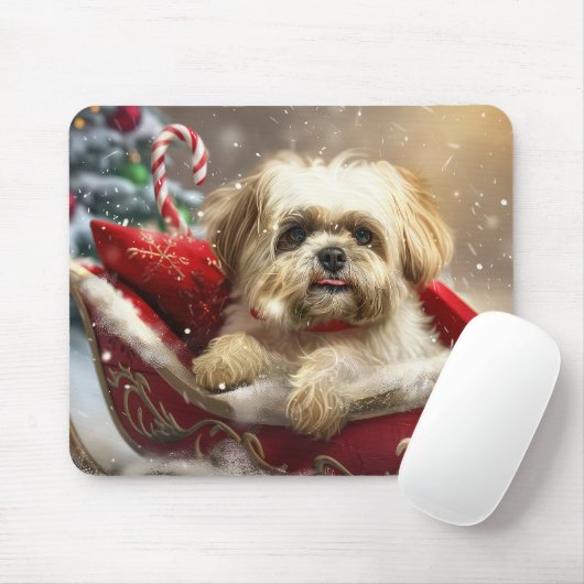 Malti Tzu hond Kerstmis Feestelijk Muismat (Met muis)