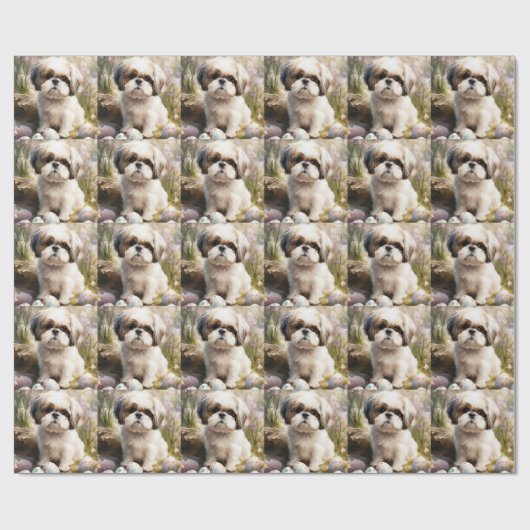 Malti Tzu Hond met Paaseieren Vakantie Cadeaupapier (Vlak)