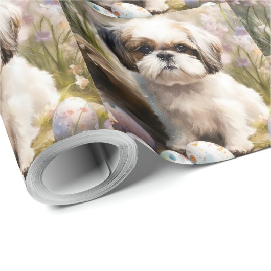 Malti Tzu Hond met Paaseieren Vakantie Cadeaupapier (Rol Hoek)