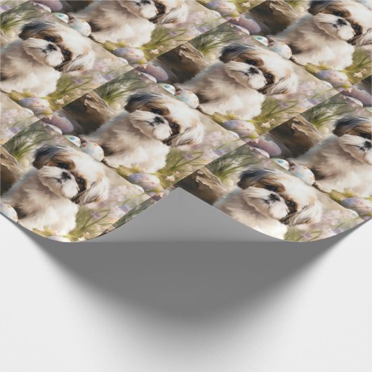 Malti Tzu Hond met Paaseieren Vakantie Cadeaupapier (Hoek)