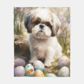 Malti Tzu Hond met Paaseieren Vakantie Fleece Deken (Voorkant)