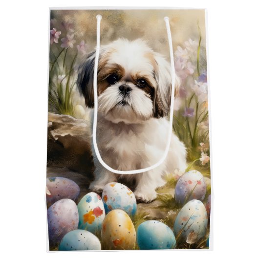 Malti Tzu Hond met Paaseieren Vakantie Medium Cadeauzakje (Achterkant)