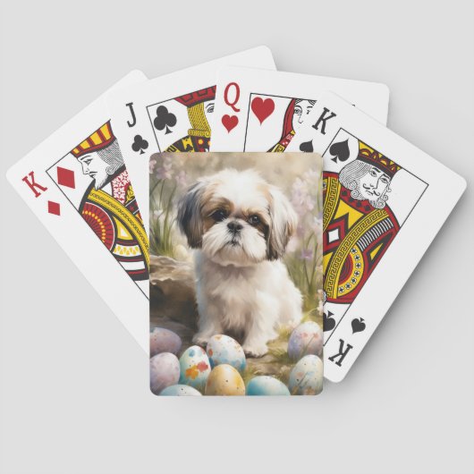 Malti Tzu Hond met Paaseieren Vakantie Pokerkaarten (Achterkant)