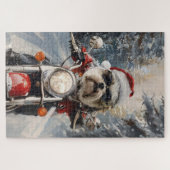 Malti Tzu Hond Rijden Motorfiets Kerstmis Legpuzzel (Horizontaal)