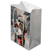 Malti Tzu Hond Rijden Motorfiets Kerstmis Medium Cadeauzakje (Achterkant Gekanteld)