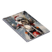 Malti Tzu Hond Rijden Motorfiets Kerstmis Notitieboek (Rechterzijde)