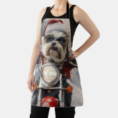 Malti Tzu Hond Rijden Motorfiets Kerstmis Schort (Insitu)