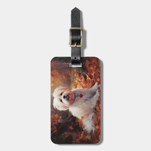 Malti Tzu in de herfst laat Herfst inspireren Bagagelabel (Voorkant verticaal)