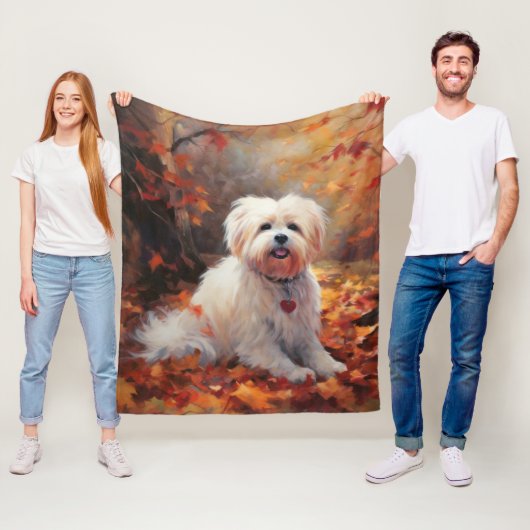 Malti Tzu in de herfst laat Herfst inspireren Fleece Deken (In situ)