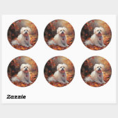 Malti Tzu in de herfst laat Herfst inspireren Ronde Sticker (Vel)