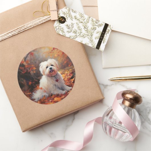 Malti Tzu in de herfst laat Herfst inspireren Ronde Sticker (Geschenken)