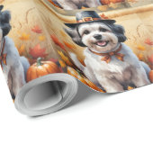 Malti Tzu in de herfst verlaat Thanksgiving kunst Cadeaupapier (Rol Hoek)