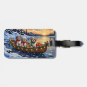 Malti Tzu Kerstboot Vakantie Bagagelabel (Achterkant horizontaal)