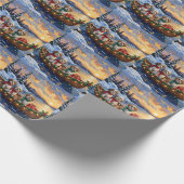 Malti Tzu Kerstboot Vakantie Cadeaupapier (Hoek)