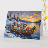 Malti Tzu Kerstboot Vakantie Kaart (Gele Bloem)