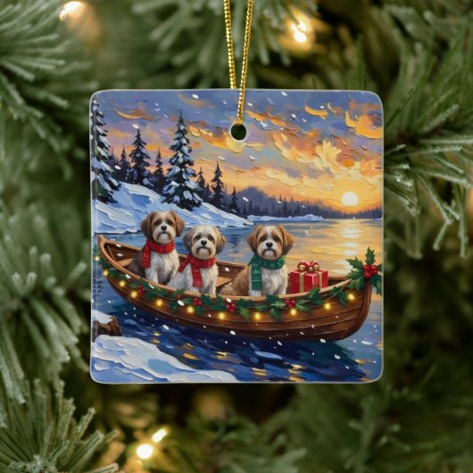 Malti Tzu Kerstboot Vakantie Keramisch Ornament (Boom)