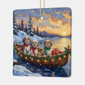 Malti Tzu Kerstboot Vakantie Keramisch Ornament (Links)