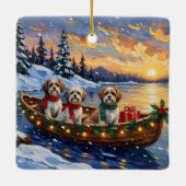 Malti Tzu Kerstboot Vakantie Keramisch Ornament (Achterkant)