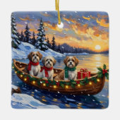 Malti Tzu Kerstboot Vakantie Keramisch Ornament (Voorkant)