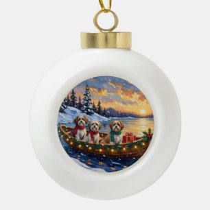 Malti Tzu Kerstboot Vakantie Keramische Bal Ornament