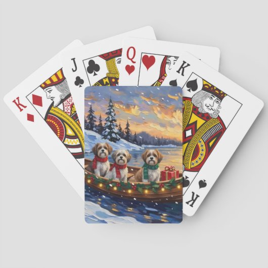 Malti Tzu Kerstboot Vakantie Pokerkaarten (Achterkant)