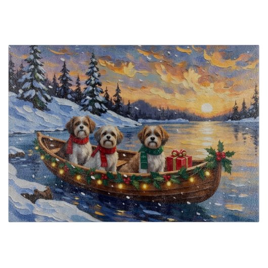 Malti Tzu Kerstboot Vakantie Snijplank (Voorkant)