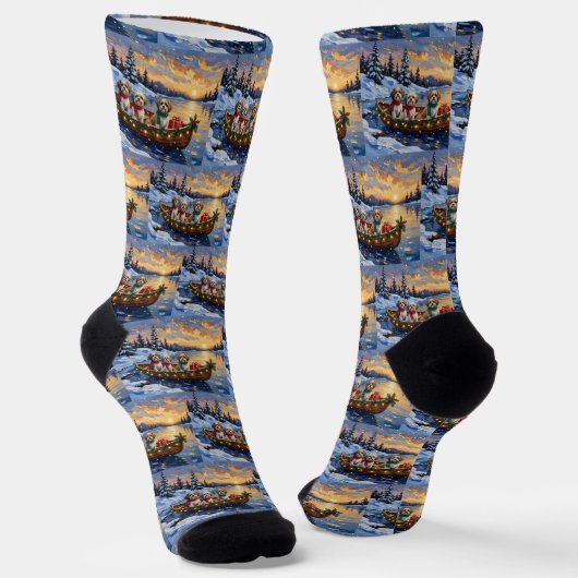 Malti Tzu Kerstboot Vakantie Sokken (Gebogen)