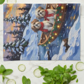 Malti Tzu Kerstboot Vakantie Theedoek (Gevouwen)