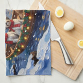 Malti Tzu Kerstboot Vakantie Theedoek (Quarter Fold)