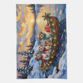 Malti Tzu Kerstboot Vakantie Theedoek (Verticaal)