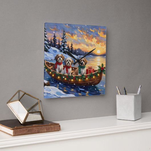 Malti Tzu Kerstboot Vakantie Vierkante Klok (Kantoor)