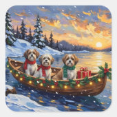 Malti Tzu Kerstboot Vakantie Vierkante Sticker (Voorkant)
