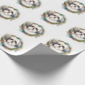 Malti Tzu Kerstkrans feestelijke pup Cadeaupapier (Hoek)