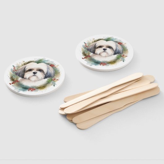 Malti Tzu Kerstkrans feestelijke pup Handwaaier (Niet-gemonteerd)