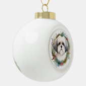 Malti Tzu Kerstkrans feestelijke pup Keramische Bal Ornament (Links)