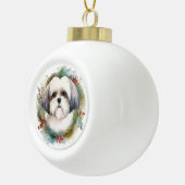 Malti Tzu Kerstkrans feestelijke pup Keramische Bal Ornament (Rechts)