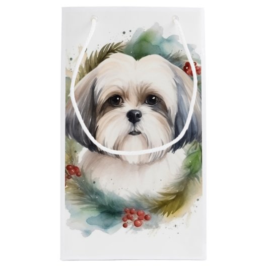 Malti Tzu Kerstkrans feestelijke pup Klein Cadeauzakje (Achterkant)