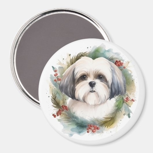 Malti Tzu Kerstkrans feestelijke pup Magneet (Voorkant / Achterkant)