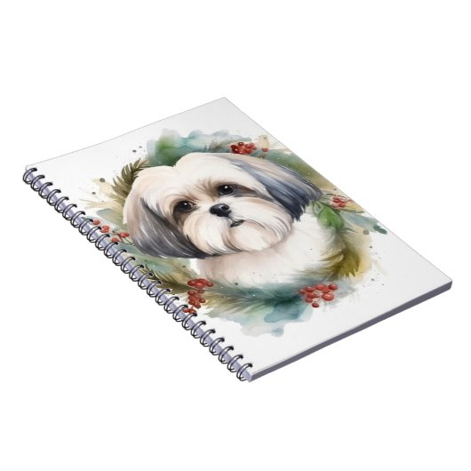 Malti Tzu Kerstkrans feestelijke pup Notitieboek (Rechterzijde)