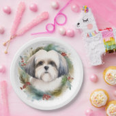 Malti Tzu Kerstkrans feestelijke pup Papieren Bordje (Feest)