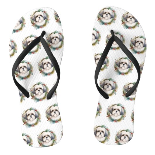 Malti Tzu Kerstkrans feestelijke pup Teenslippers (Voetbed)