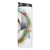 Malti Tzu Kerstkrans feestelijke pup Thermosbeker (Geroteerd rechts)