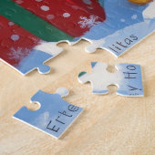 Malti Tzu loopt in de sneeuw met kerst Pet Legpuzzel (Zijkant)