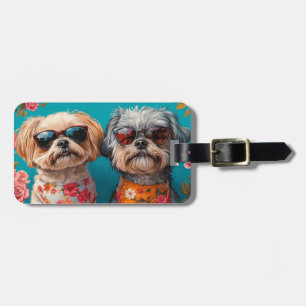 Malti Tzu met hart Rozen Valentijnsdag Bagagelabel