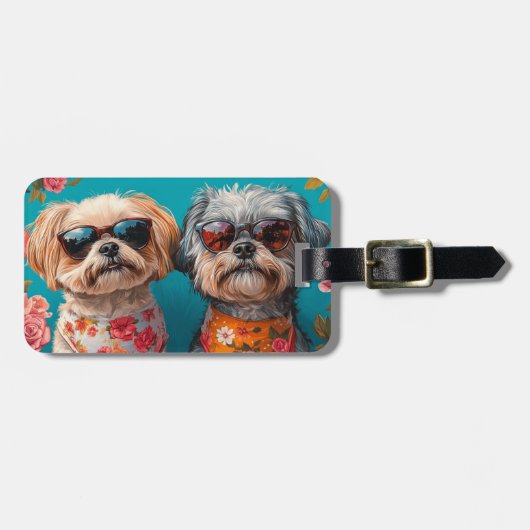 Malti Tzu met hart Rozen Valentijnsdag Bagagelabel (Voorkant horizontaal)